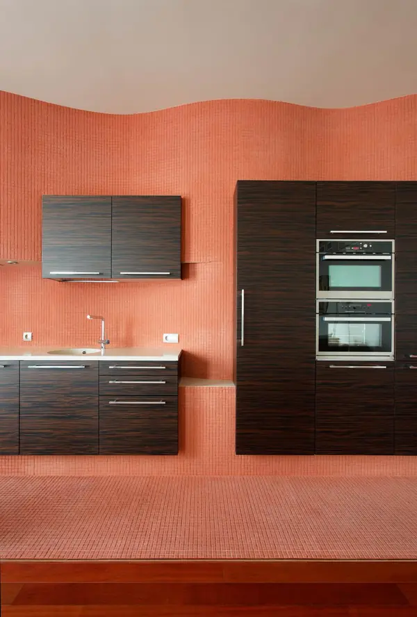 Фрагмент стены со встроенным кухонным оборудованием и скрытыми коммуникациями