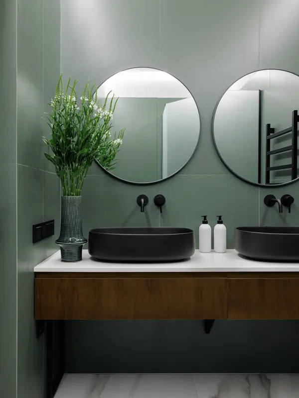 Дизайн современной квартиры с бордовыми акцентами в ЖК "Притяжение" - 146 м2