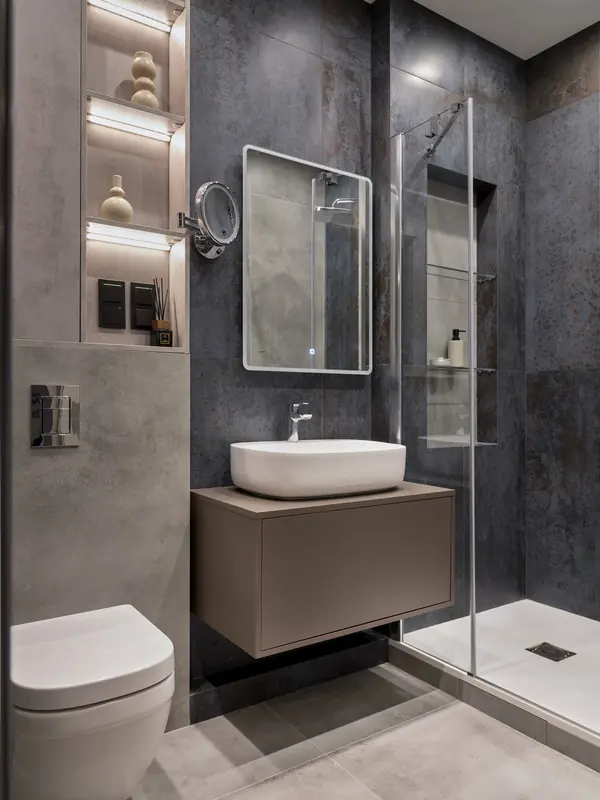 Современный интерьер с фиолетовыми акцентами