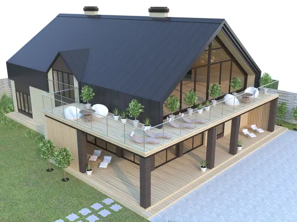 Проект большой БАНИ с террасой на базе отдыха.