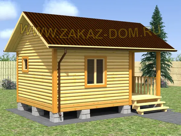 Проект одноэтажной бани из бруса (4х6 м) : Б-73