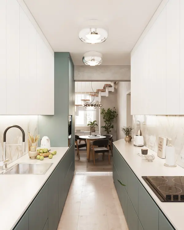 Кухня в оттенках шалфея