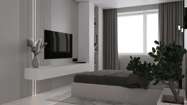 Монохромный минимализм в дизайне квартиры 100 кв. м. для семейной пары