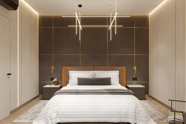 Минималистичная спальня в темных цветах