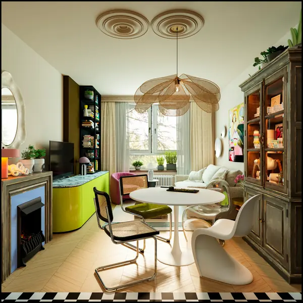 Необычная яркая современная классика на 60 м2 в квартире от ПИК