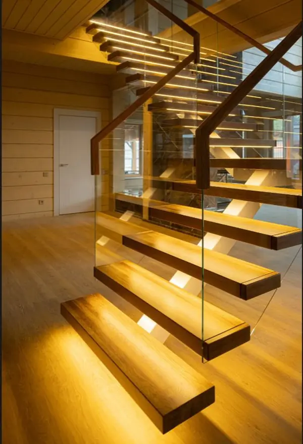 Лестница на монокосоуре со скрытой поддержкой ступеней