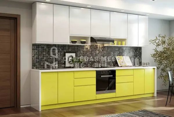 Прямая кухня из эмали "Антарес арт.5" без ручек