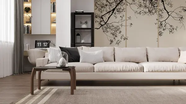 Журнальный столик в гостинную ТОРН / цвет черный и белый