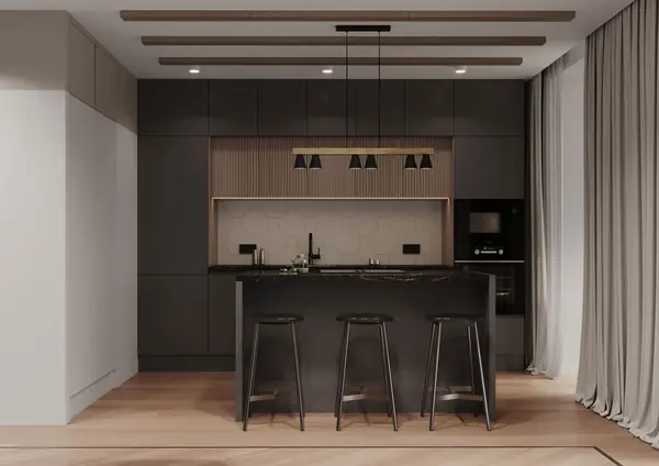 Современный интерьер с яркими акцентами и геометрическими формами