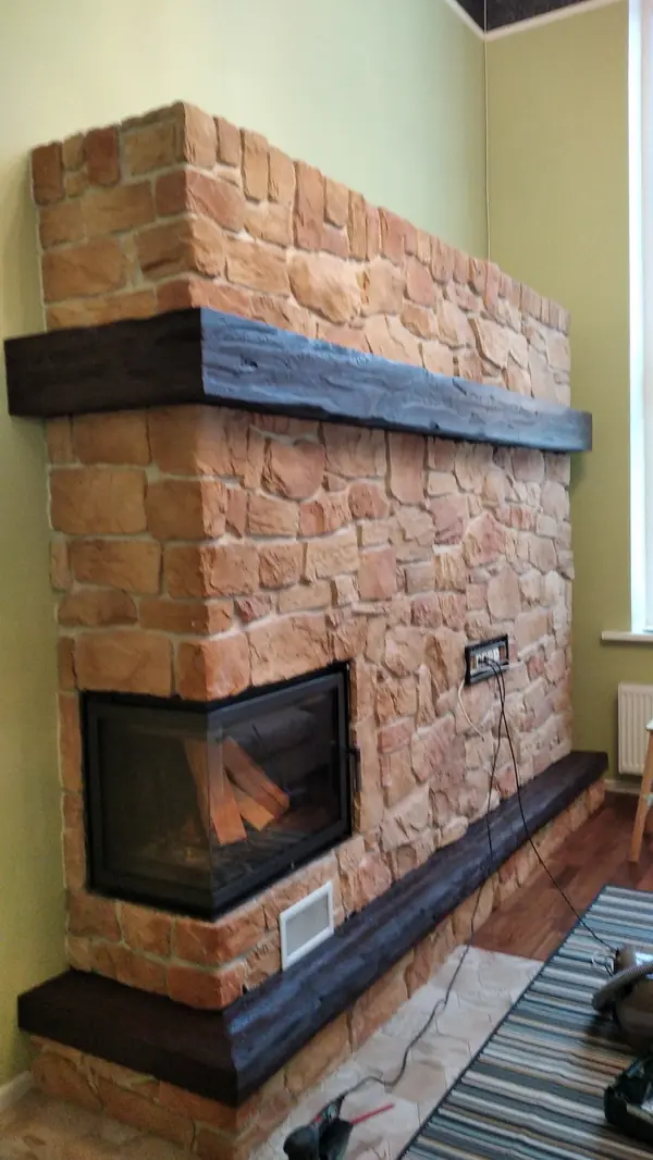 Декор камина деревом под старину - Барский Луг