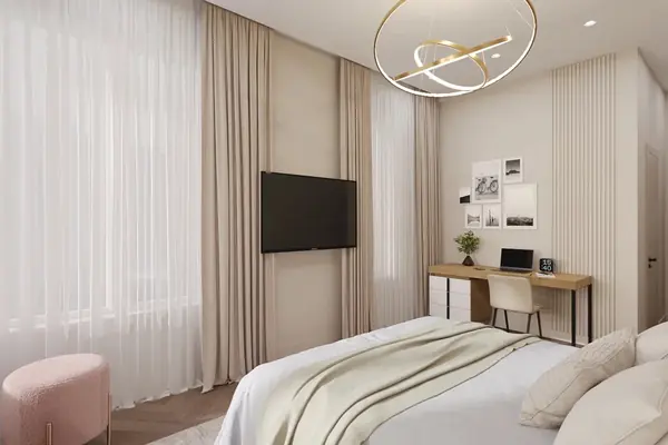 Ремонт квартиры в теплых тоннах с акцентами в нежно голубом цвете