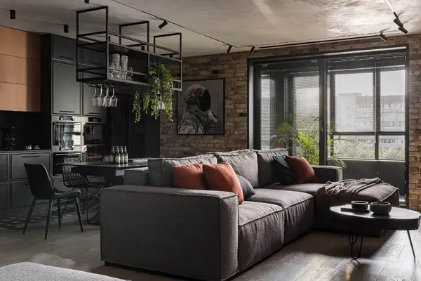 Гостиная  стиле лофт