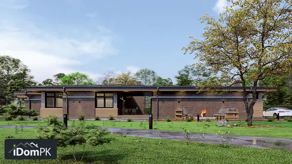 Проект одноэтажного дома на две семьи с общей террасой и на одном фундаменте