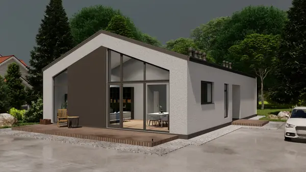 Одноэтажный дом с кухней-гостиной, вторым светом, кабинетом и двумя спальнями