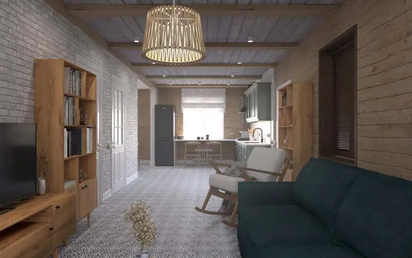 Дизайн проект дачного дома 70м