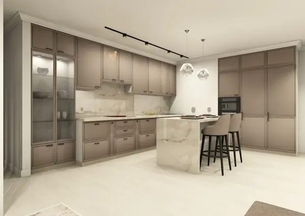 Гостиная-кухня в стиле неоклассика