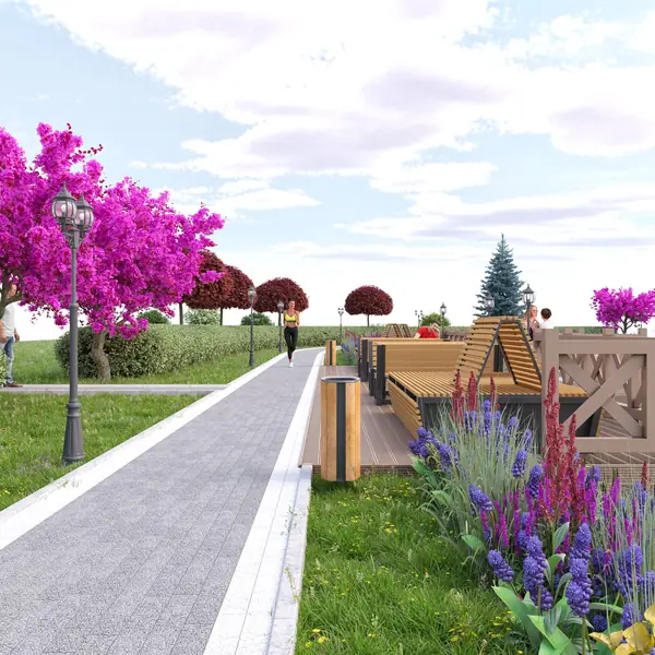 Красивый ландшафт пруда