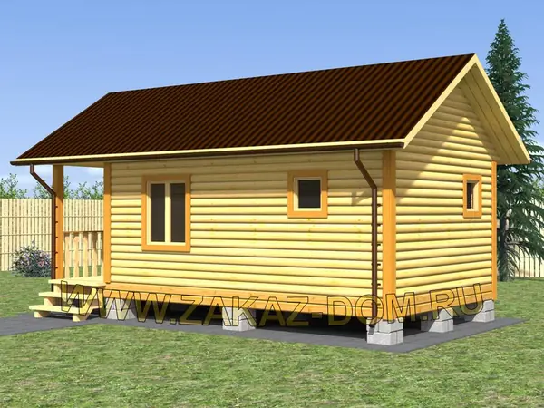 Проект одноэтажной бани из бруса (4х7.5 м) : Б-104