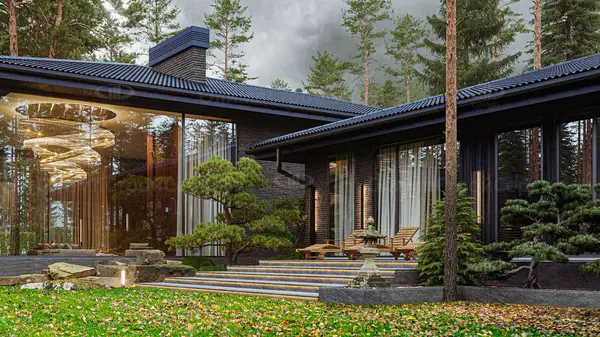 Одноэтажный дом с патио в современном стиле «Девайн»