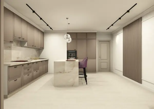 Гостиная-кухня в стиле неоклассика