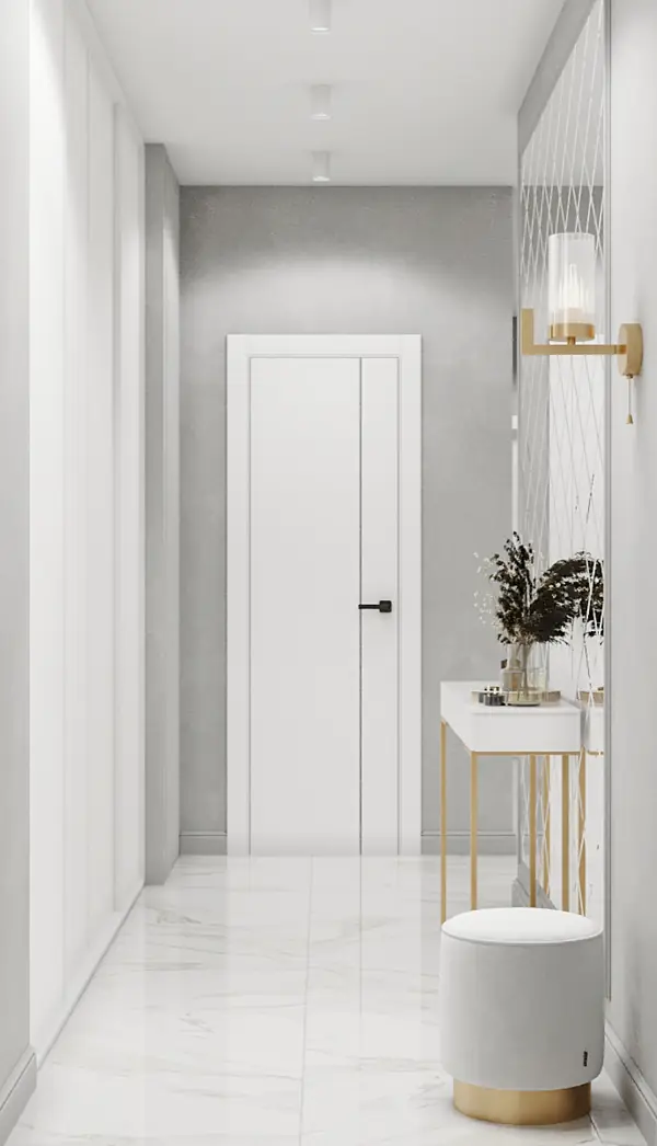 Квартира с современной гостиной с отсылками к ар-деко. Проект 2022 года