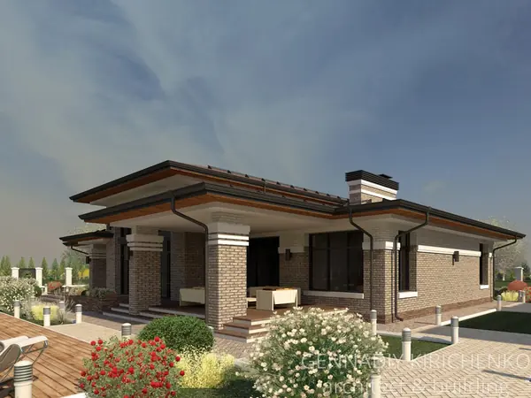 Проект одноэтажного дома со вторым светом.