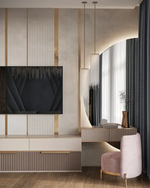 Роскошный дизайн квартиры в стиле современная классика в ЖК "Квартал Лахта парк"