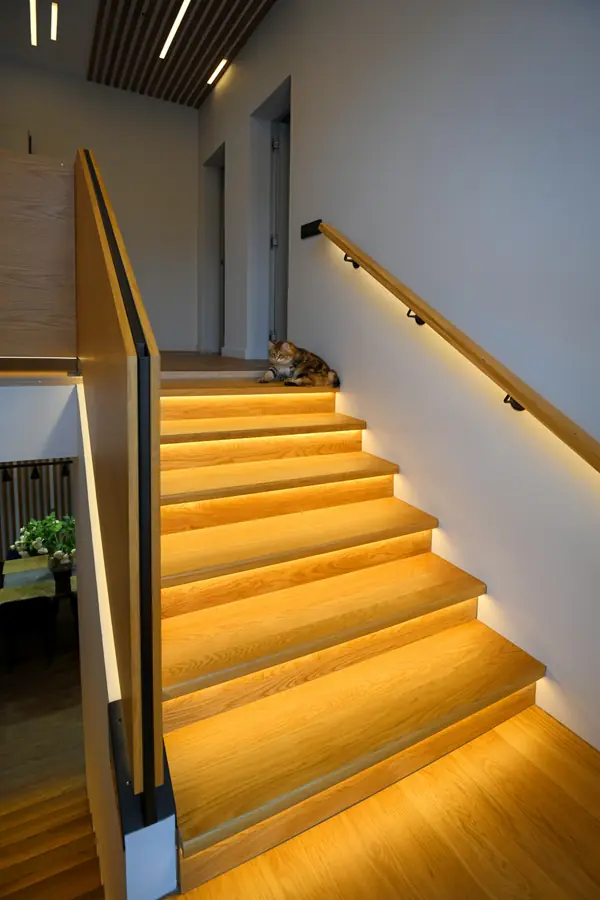 Коттедж в Чукреевке с природными фресками и рейками с подсветкой