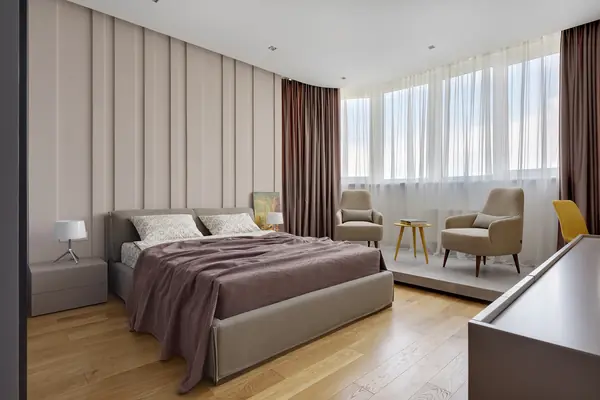 Уютная спальня в стиле лофт