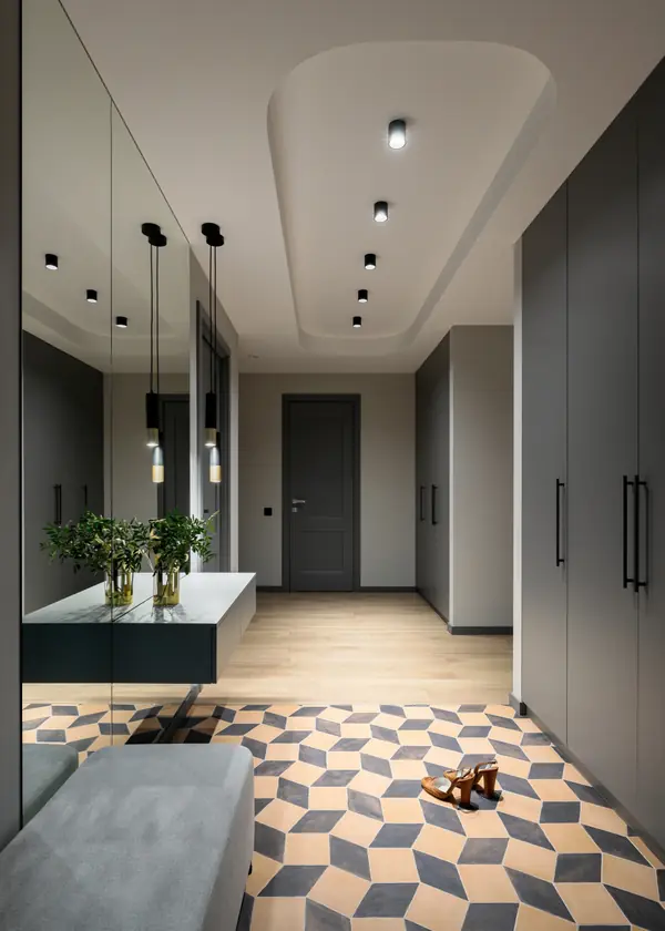 Квартира с синей кухней и детской комнатой