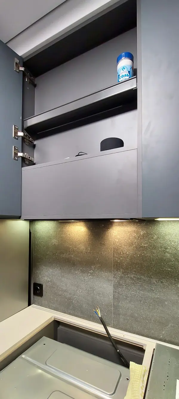 Реализация кухни по дизайн-проекту в однокомнатной квартире, 2022