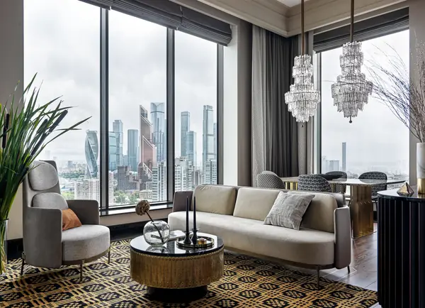 Резиденция Монэ: Огонь–интерьер с видом на Москва-сити