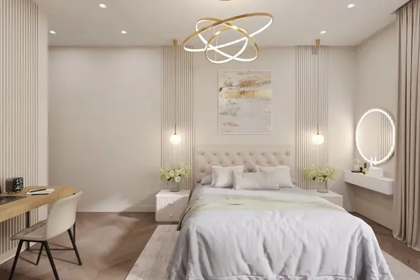 Ремонт квартиры в теплых тоннах с акцентами в нежно голубом цвете