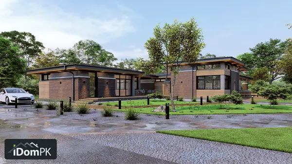 Проект одноэтажного дома на две семьи с общей террасой и на одном фундаменте