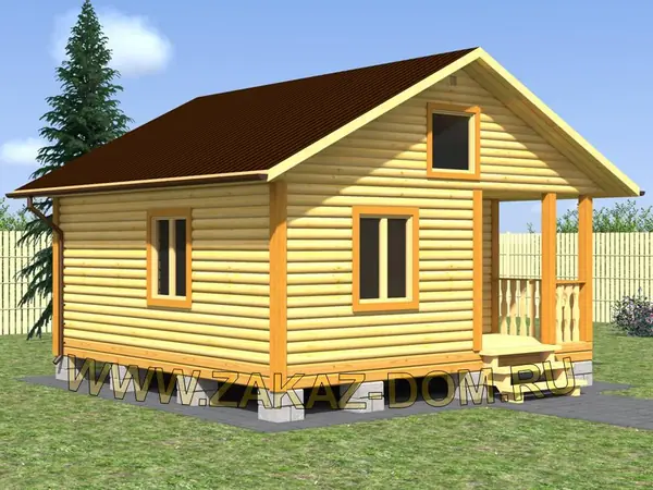 Проект одноэтажной бани из бруса (6х6 м) : Б-108