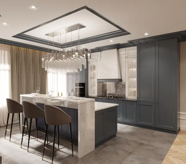 Роскошь и функциональность – секрет современной кухни-гостиной