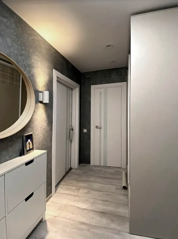 Реализация проекта фрагмента квартиры, кухня, прихожая и СУ