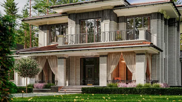 Двухэтажный дом «Трейси» в современном стиле с патио