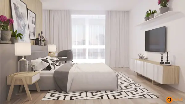 Спальня в стиле минимализм и неоклассика