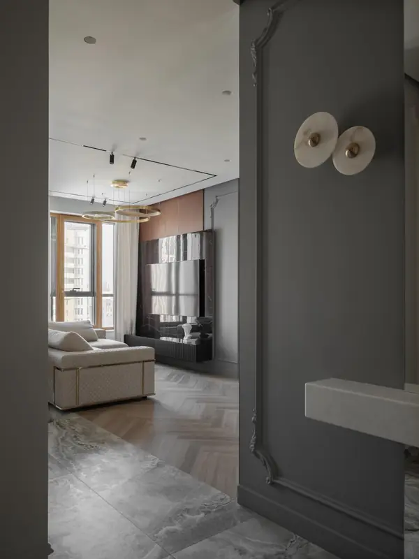 Дизайн проект квартиры 95 м2  ЖК "  Richmond Residence ". Гостиная