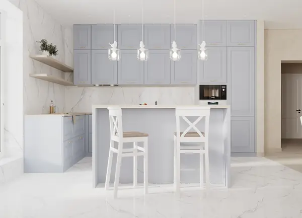 Кухня-гостиная в классическом стиле