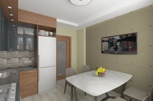 Кухня в серо-оливковых тонах