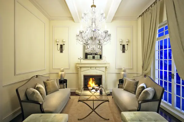 Dining room with fireplace