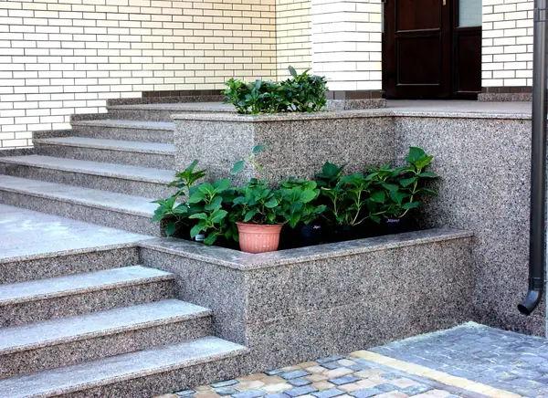 Парадная входная группа из гранита Цветок Украины