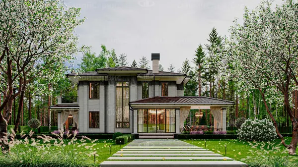 Двухэтажный дом «Трейси» в современном стиле с патио