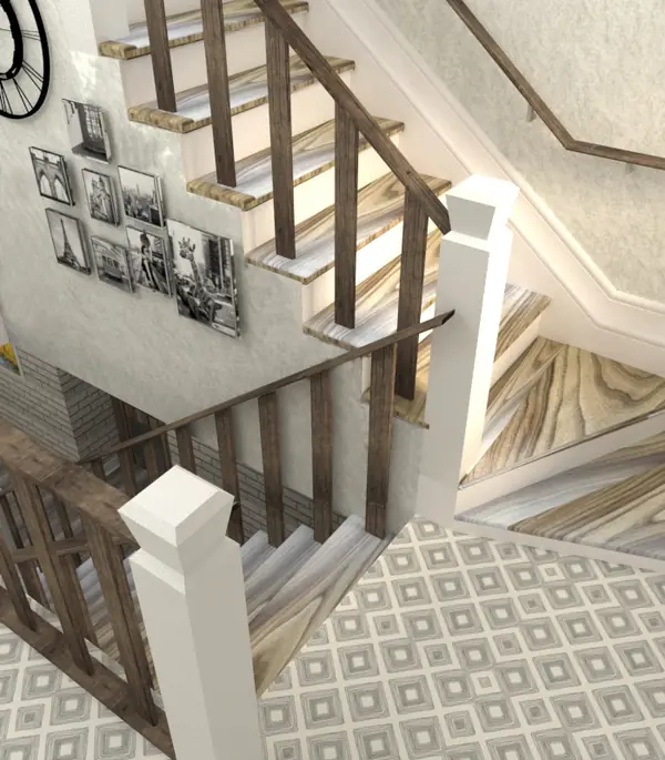 Дизайн интерьера лестницы, 3д-визуализация
