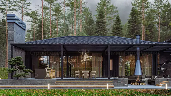 Одноэтажный дом с патио в современном стиле «Девайн»