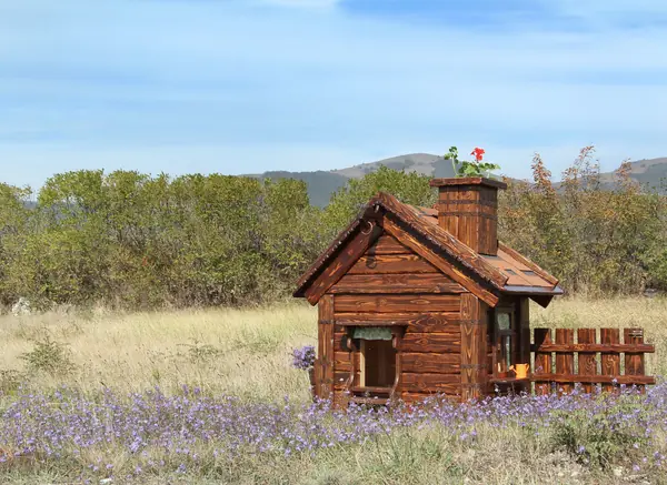 Будка для собаки с окошком и забором