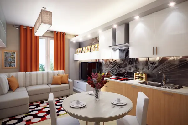 Kitchen and living room