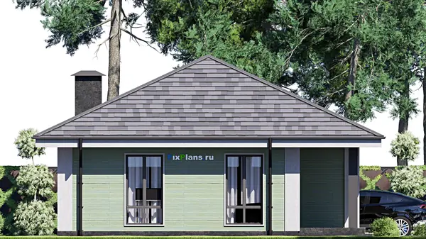 Проект одноэтажного дома 10х10м S74м2 F-18062